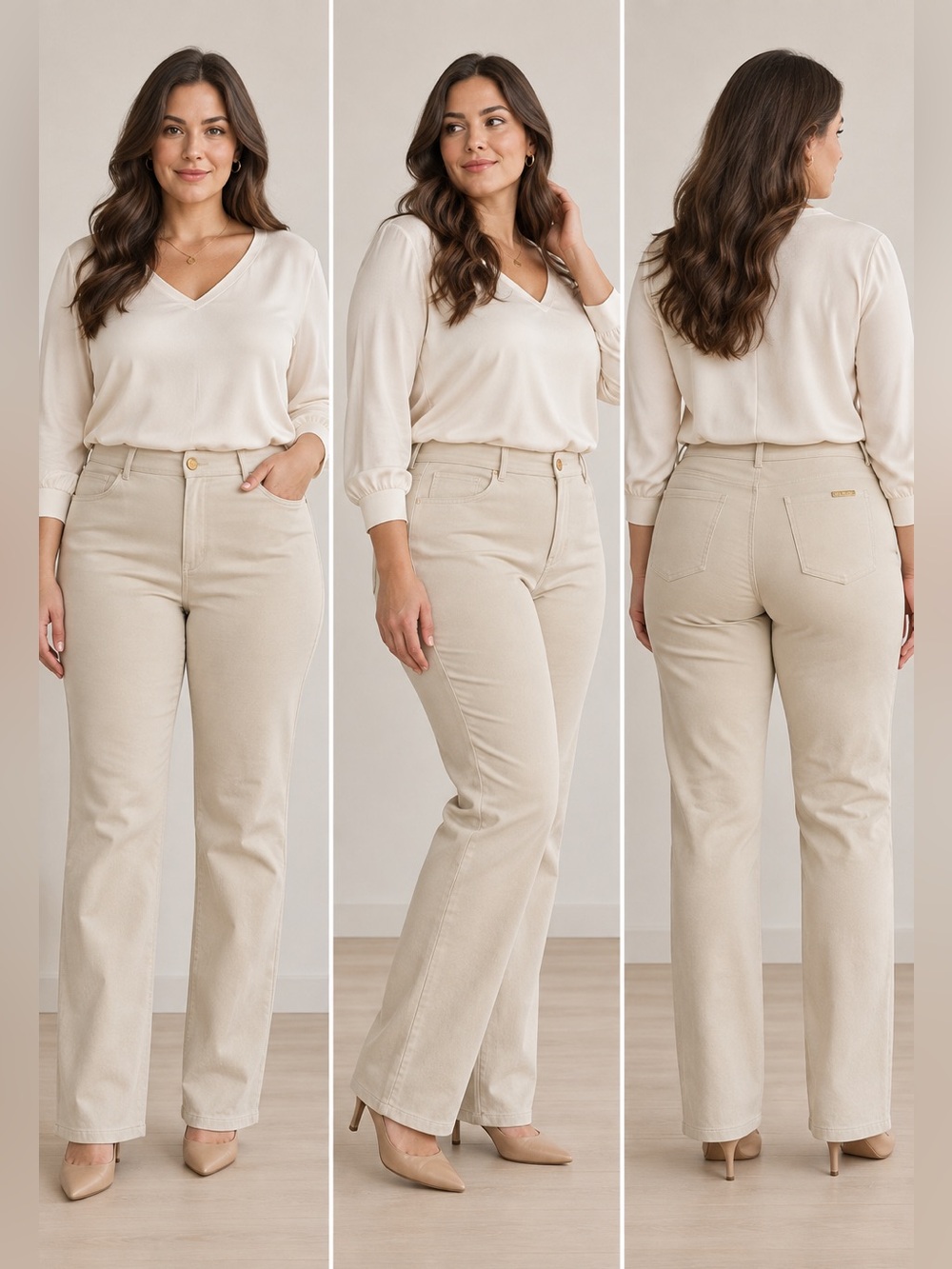 St. John Women’s Cream Stretch Straight Leg Pants Size 14 NWT $345